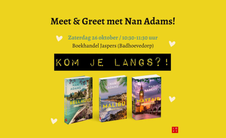 Schrijfster Nan Adams signeert zaterdag